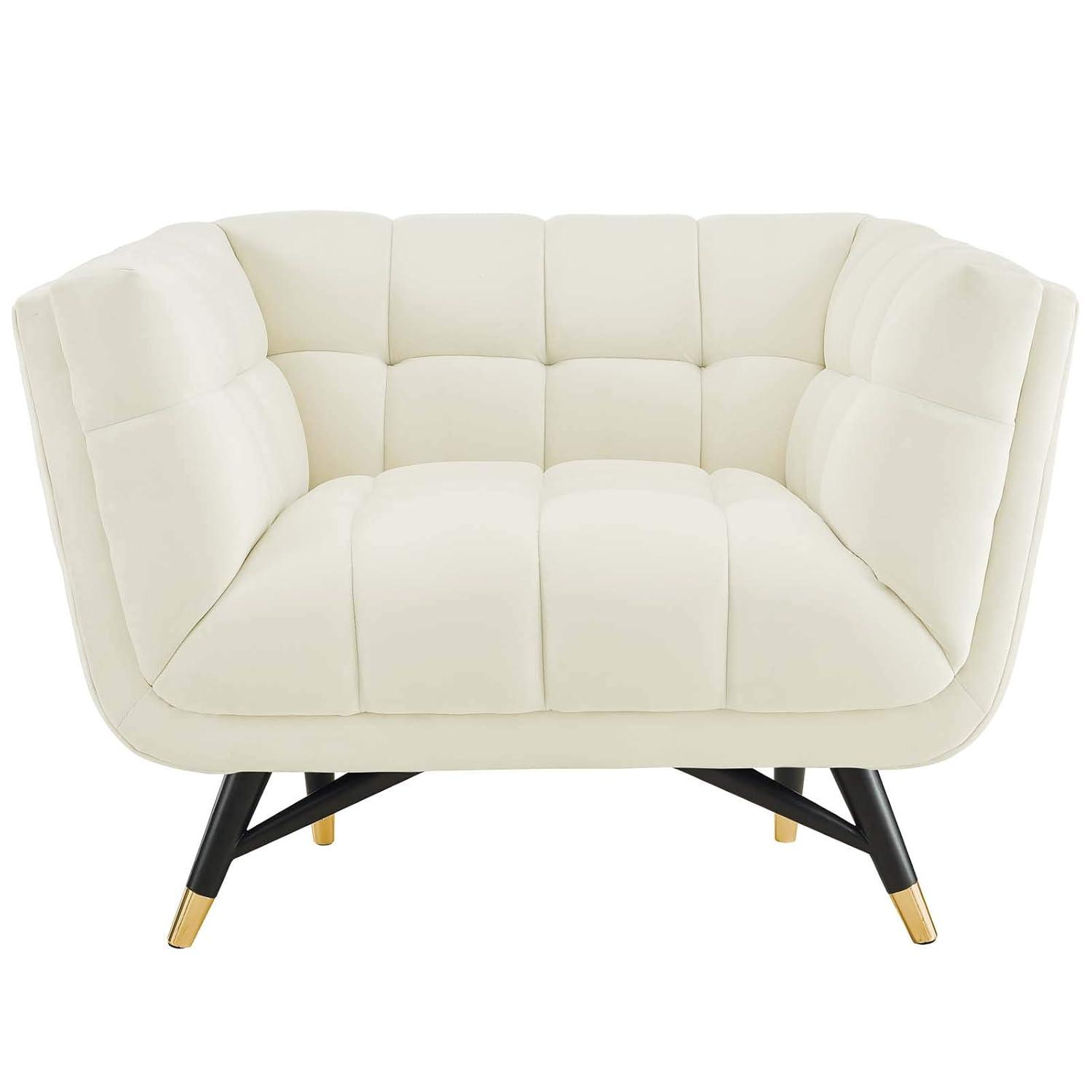 Modway Adept Performance Velvet Accent Armchair in Ivory and Black