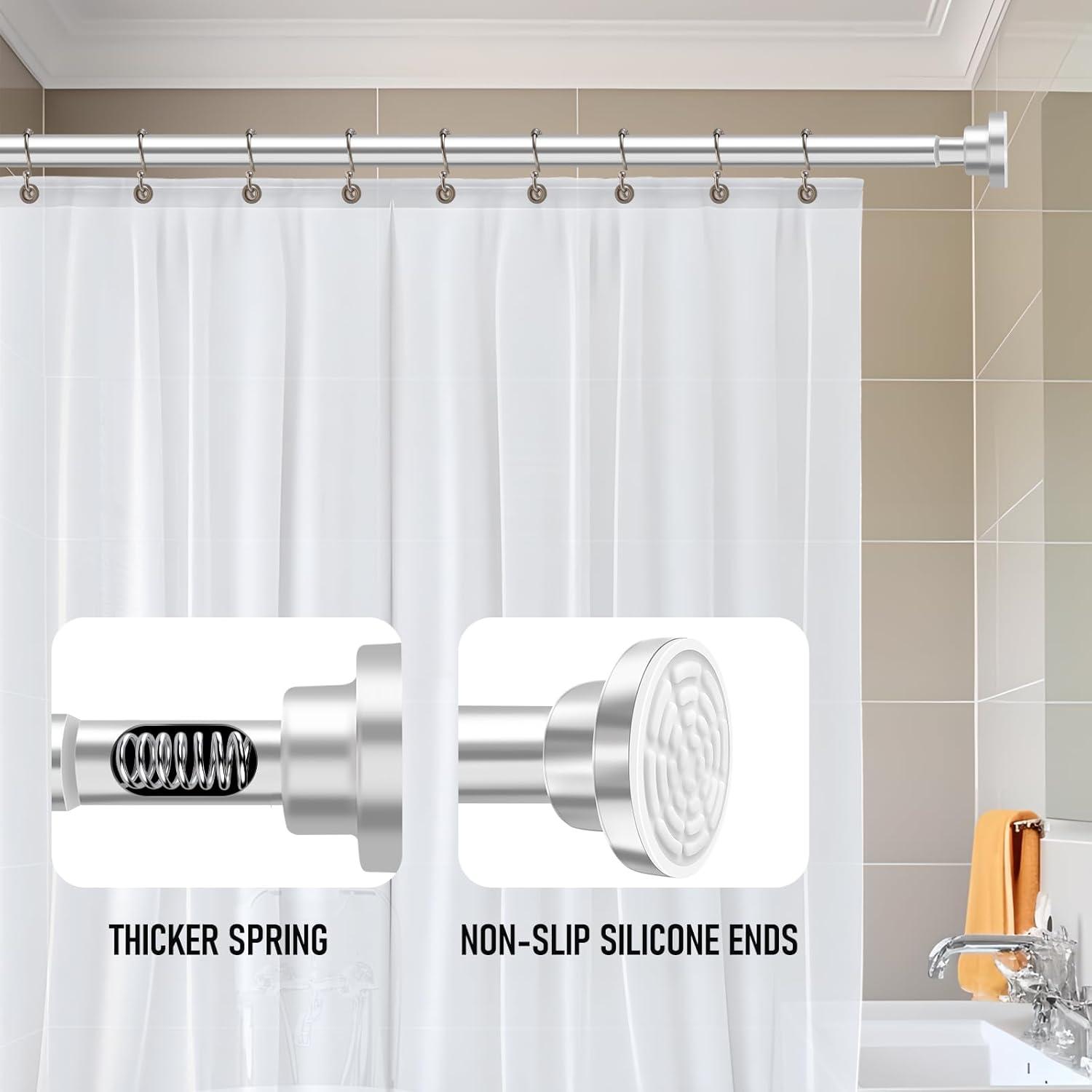 Maxda Premium 43"- 72" Adjustable Rustproof Straight Tension Shower Curtain Rod- No Drill