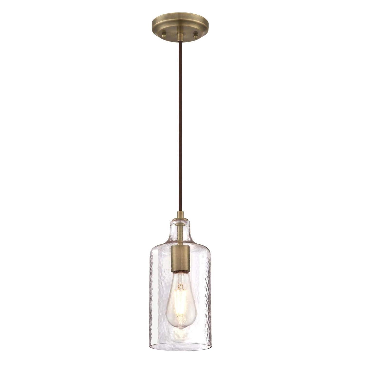 Westinghouse Carmen Mini Pendant Antique Brass Finish Clear Textured Glass