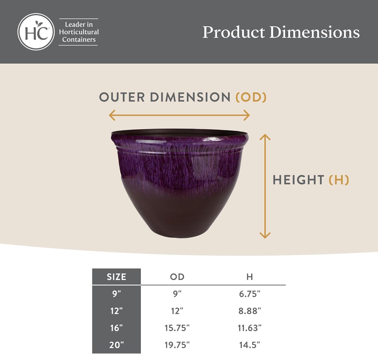 The HC Companies Pizzazz Decorative Round Flower Pots w/Ceramic Look - UV-Resistant Decorative Pot for Outdoor & Indoor Plant Pots - Modern Planter for Flower, Herbs (20” Admiral Blue, Pack of 1)