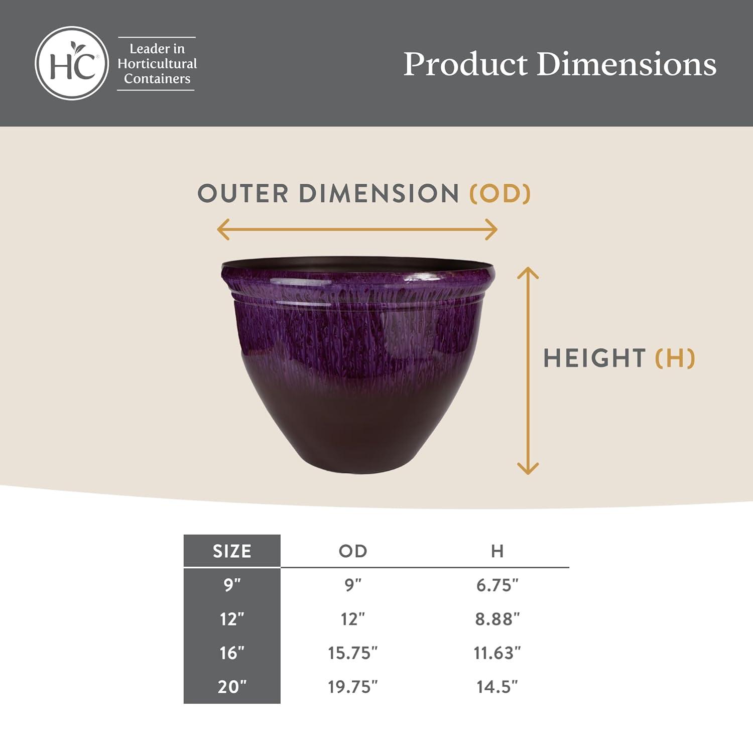 The HC Companies Pizzazz Decorative Round Flower Pots w/Ceramic Look - UV-Resistant Decorative Pot for Outdoor & Indoor Plant Pots - Modern Planter for Flower, Herbs (20” Admiral Blue, Pack of 1)