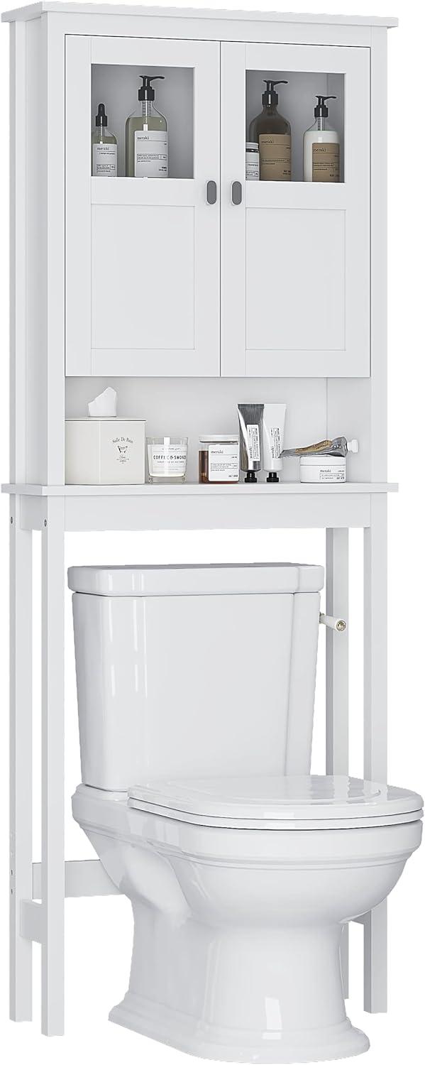 Bathroom Cabinet Over Toilet, Bathroom Storage Cabinet with Glass Doors and Adjustable Shelves