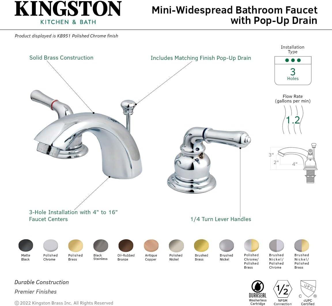 Kingston Brass KB959 Magellan Mini-Widespread Bathroom Faucet, Brushed Nickel/Polished Brass