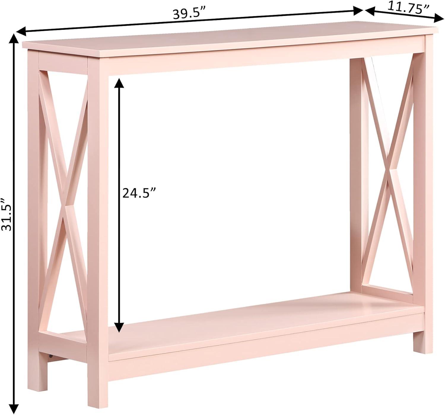 Convenience Concepts Oxford Console Table with Shelf, Blush Pink