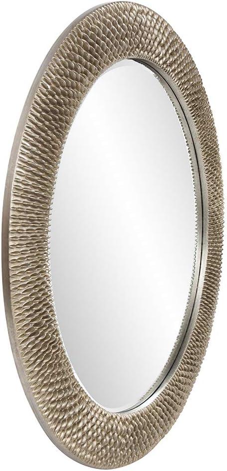 Oversized Round Silver and Gold Textured Wall Mirror