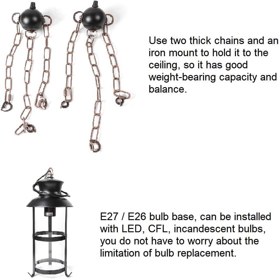 3-Light Rustic Kitchen Island Pendant Lamp Farmhouse Wood Iron Chandelier Industrial Ceiling Hanging Light with Glass Lampshade for Dining Living Room Restaurant Cafe Bar 39.4 x 27 in E26/E27 Base