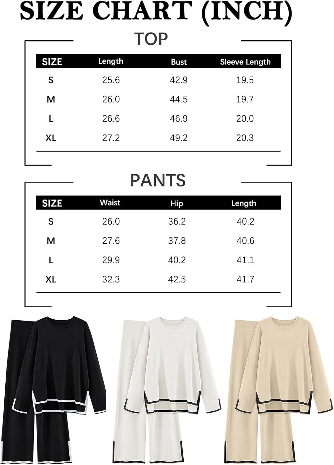 YiLvUst Womens Two Piece Outfits Long Sleeve Knit Sweater Top Wide Leg Pants Lounge Sets