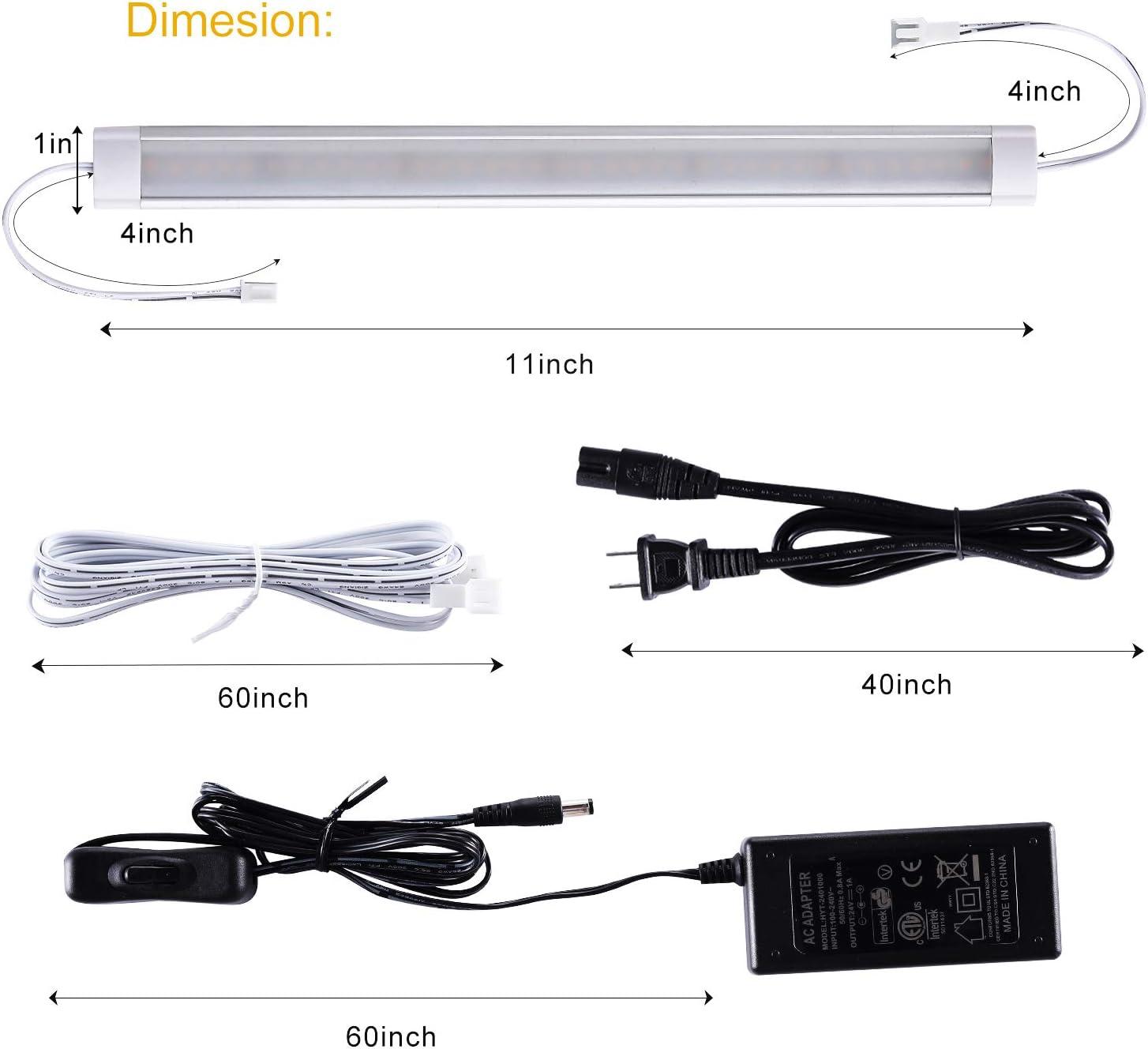 Day White 12" LED Dimmable Under Cabinet Light Kit