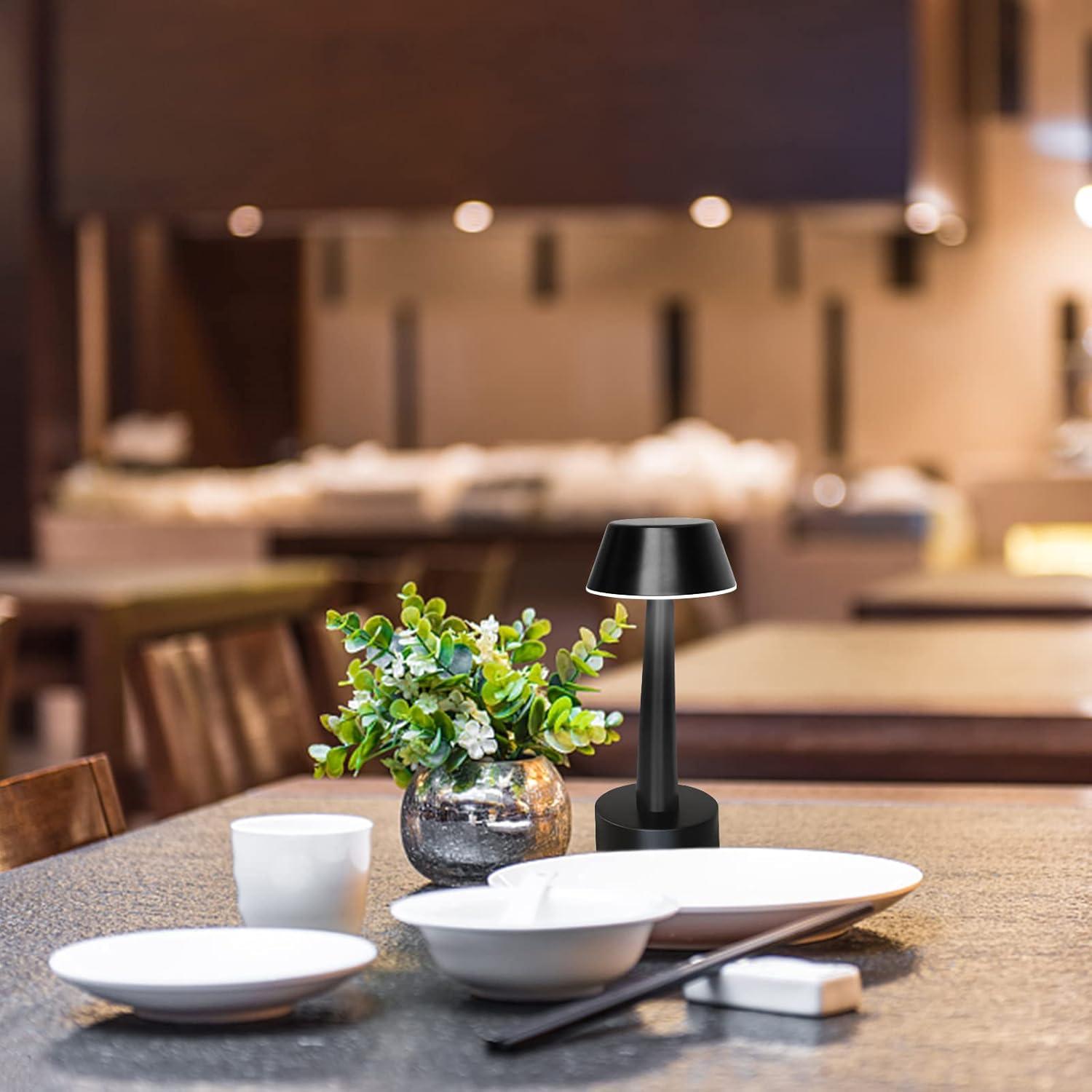 Egobasic Cordless Table Lamps, Modern Rechargeable Battery LED Desk Touch Night Light, 11.8" Metal Minimalist Small Portable Lamps for Dinner Coffee Table Restaurant Bedroom Bar Hotel, Gold