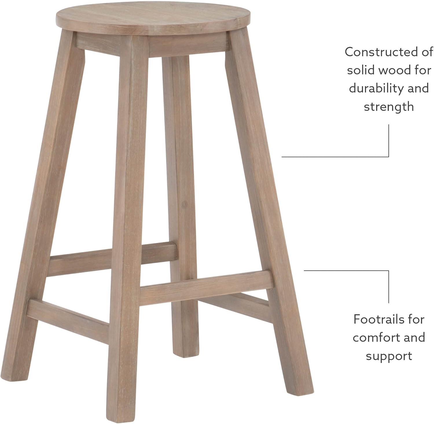 Drevy Zeke Grey Wash 24" Counter Stool with Round Seat