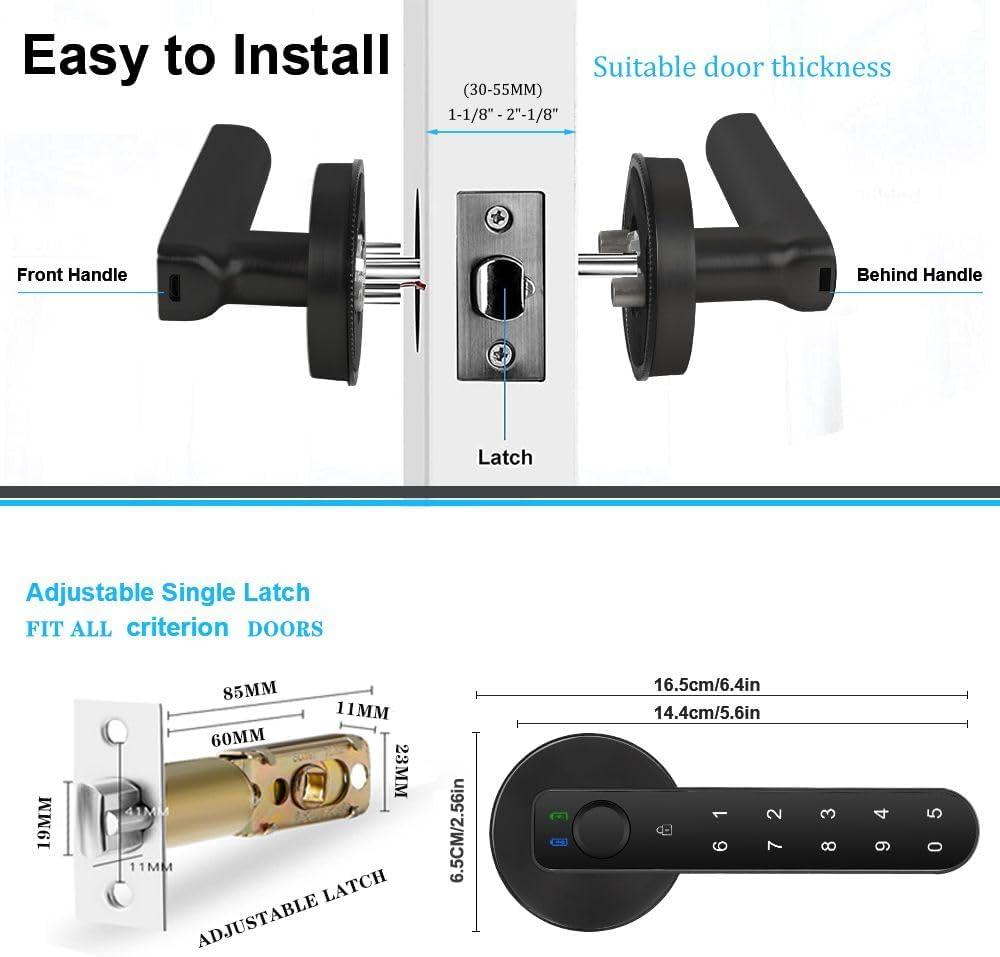 Black Biometric Fingerprint Door Lock with App Control