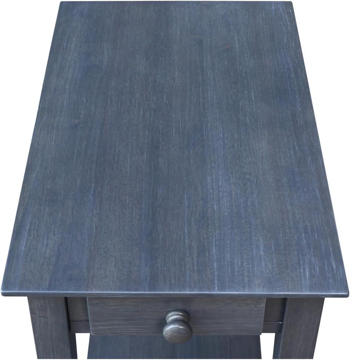 Narrow End Table Heather Gray - International Concepts: Mid-Century Modern Style, Hardwood, Drawer & Shelf