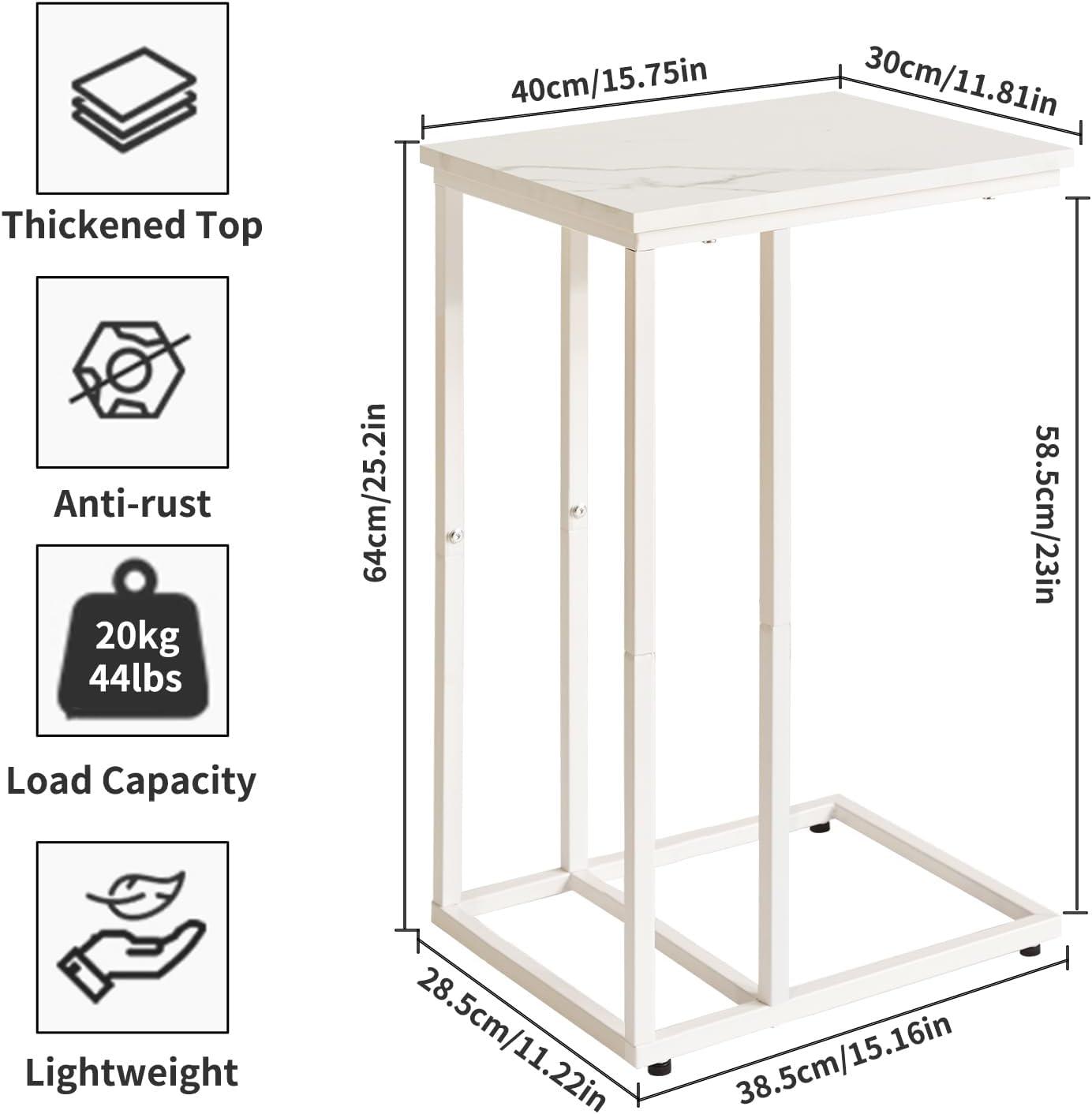 C Table Side Table Set of 2 Living Room Sets C Shaped Couch Tray End Tables Modern, White