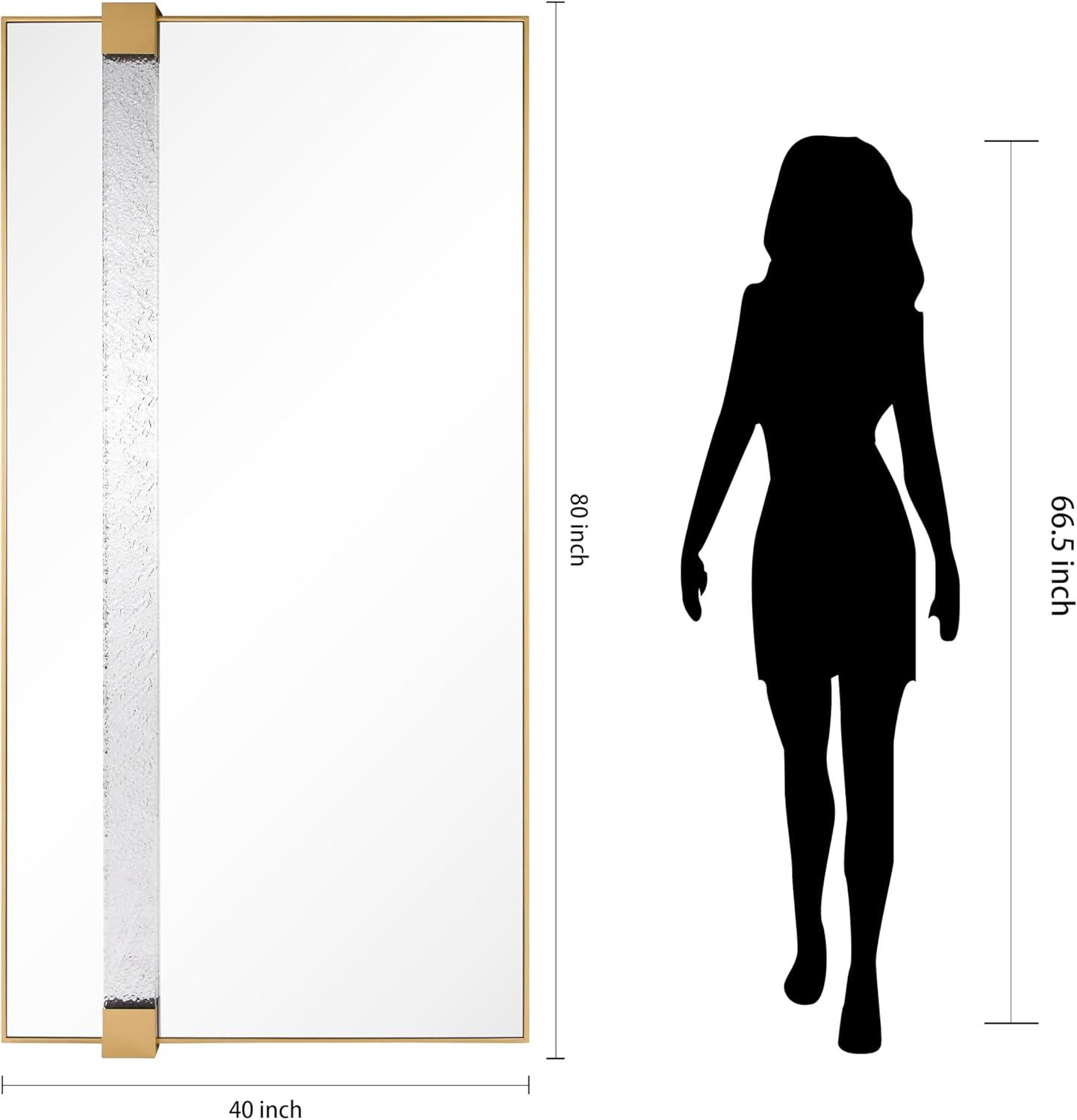 Empire Art Direct "Gleaming Horizon Wall Mirror" 40"x80" with Textured Acrylic Embellished, on Gold Iron Frame