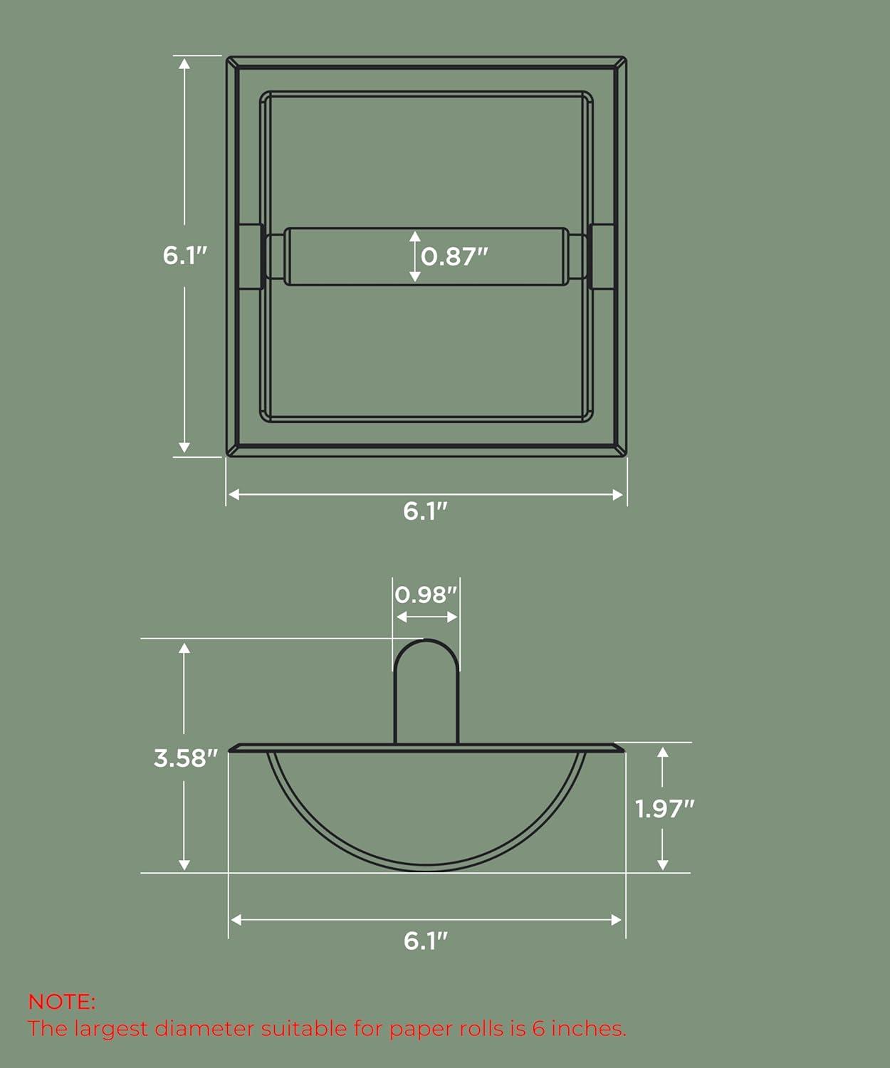 Brushed Nickel Recessed Wall Mount Toilet Paper Holder