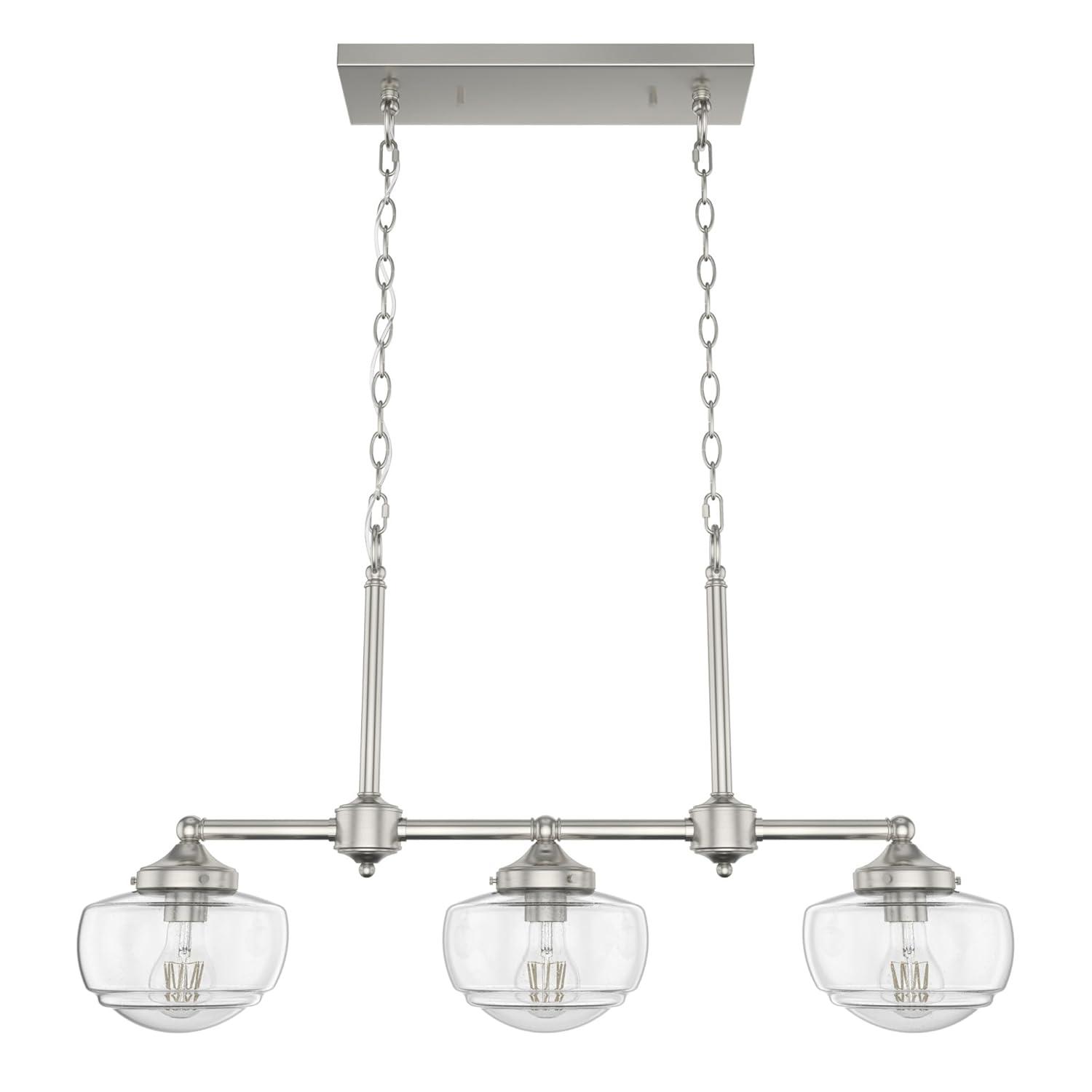 Saddle Creek 3 - Light Kitchen Island Linear Schoolhouse Chandelier