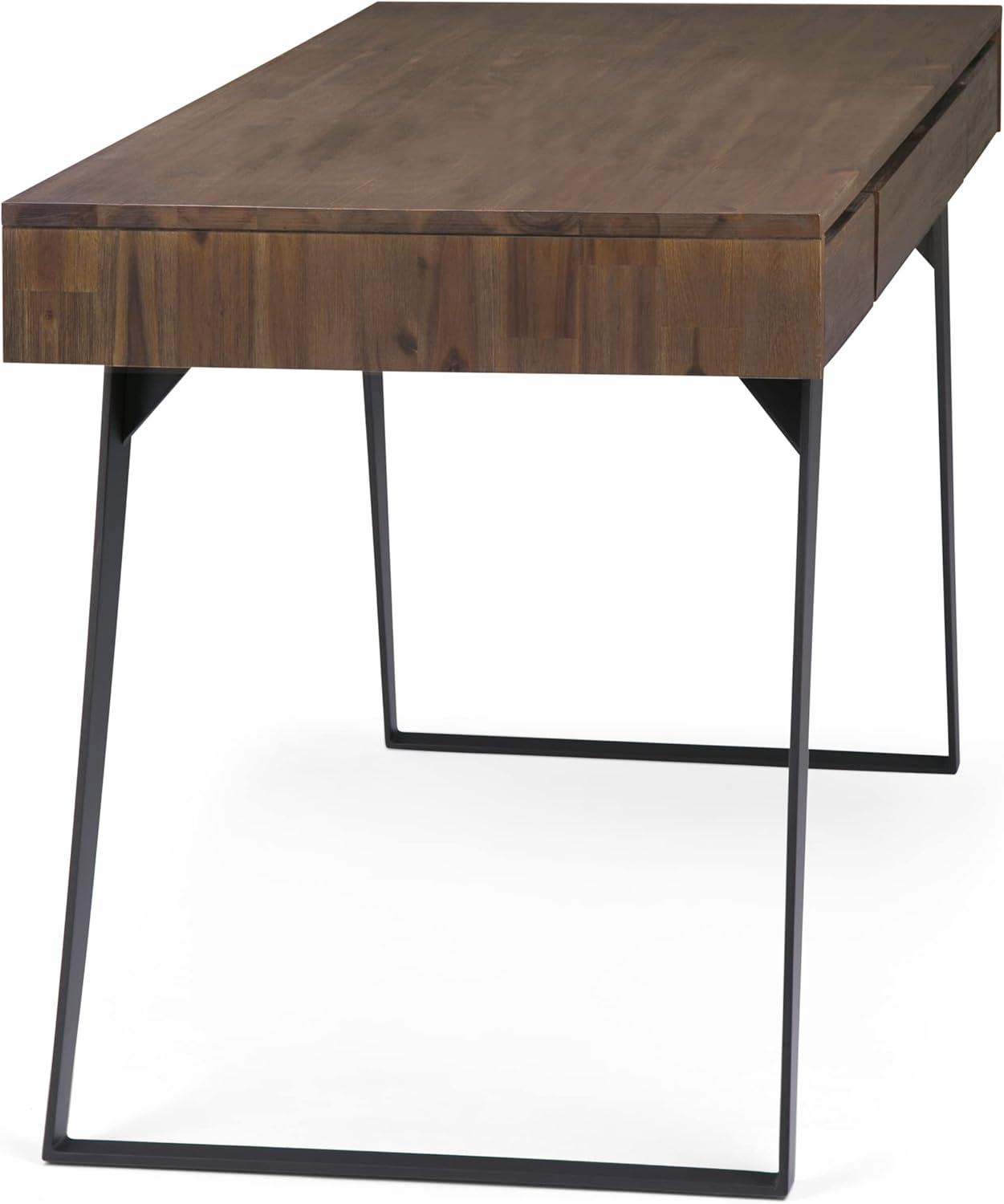 Simpli Home Lowry Solid Acacia Wood Desk in Rustic Natural Aged Brown