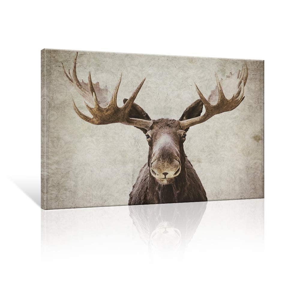 Elmer The Moose Rustic Canvas Art for Kids Room Decor