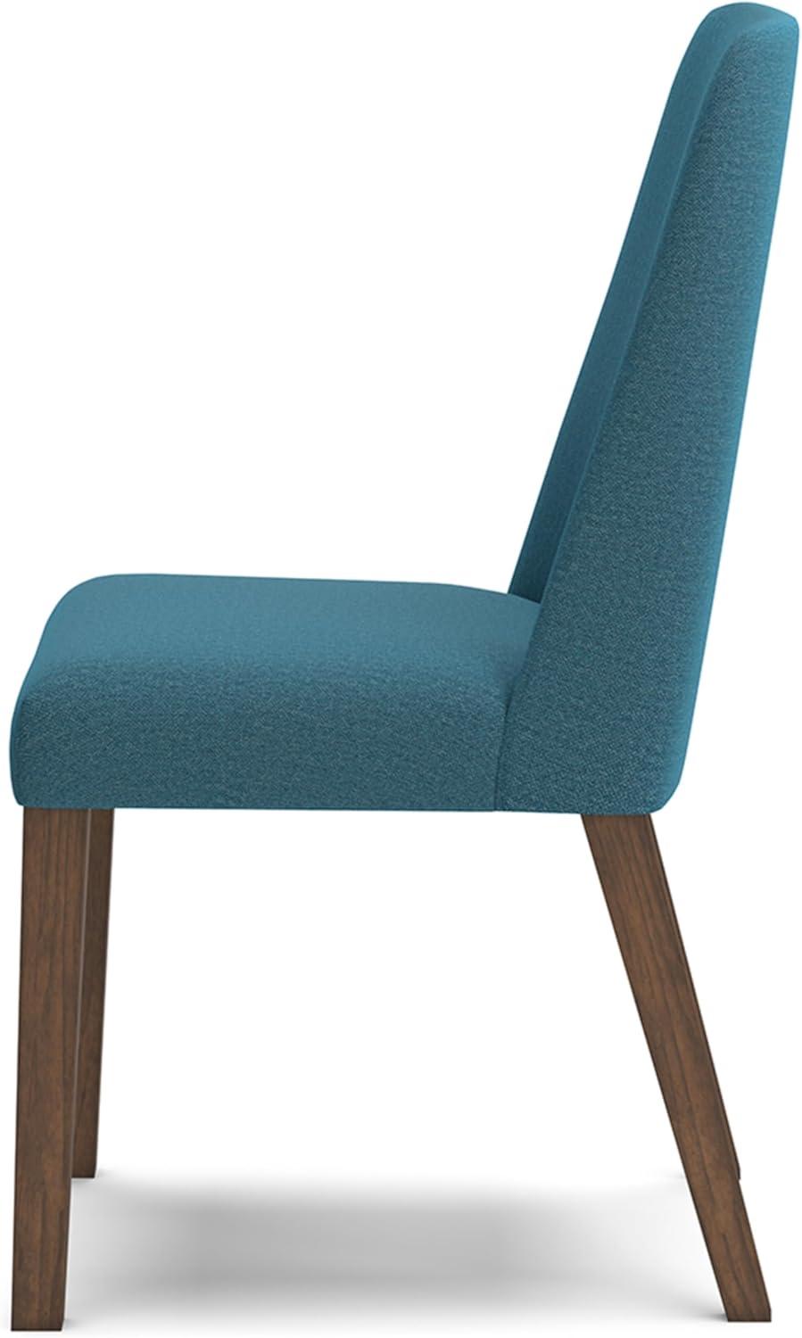 Blue Upholstered Wood Side Chair with Brown Frame