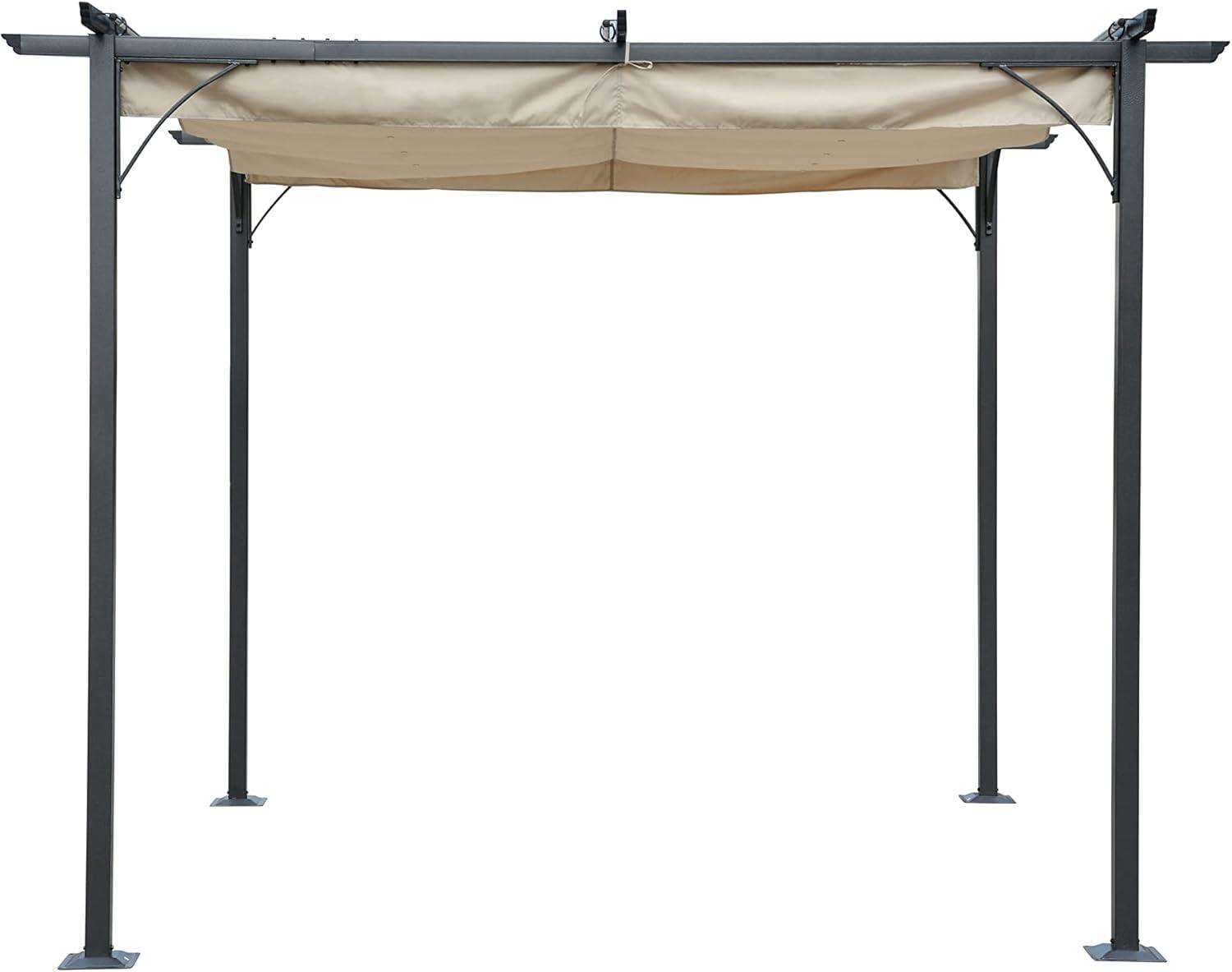 Blue Wave NU6894 Retractable Roman Shade Pergola Canopy - Champagne, Black & Bronze