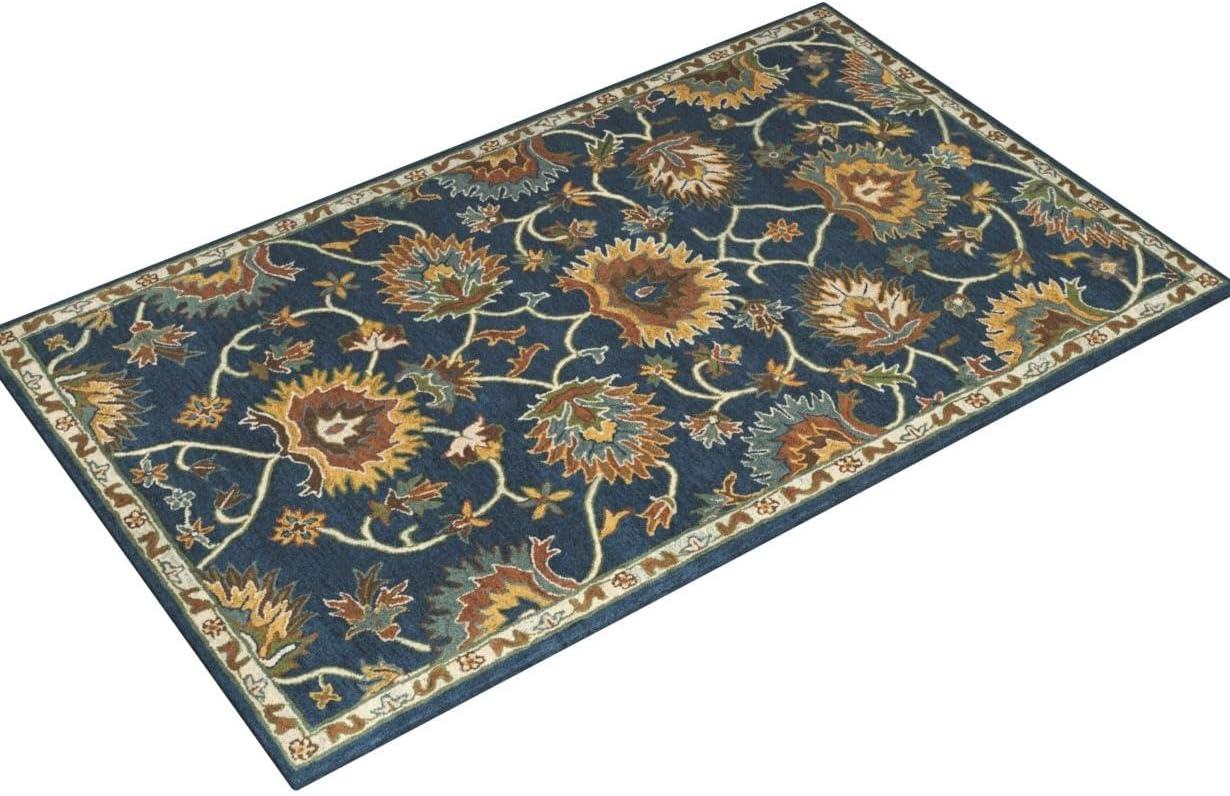 SAFAVIEH Heritage Sharla Floral Wool Area Rug, Navy, 5' x 8'