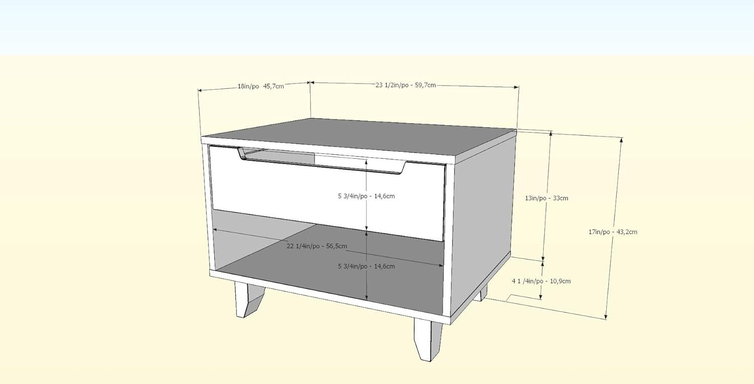 Open Shelf 1 Drawer Nightstand White/Natural Maple - Nexera: Mid-Century Modern Bedside Table, Wood Composite
