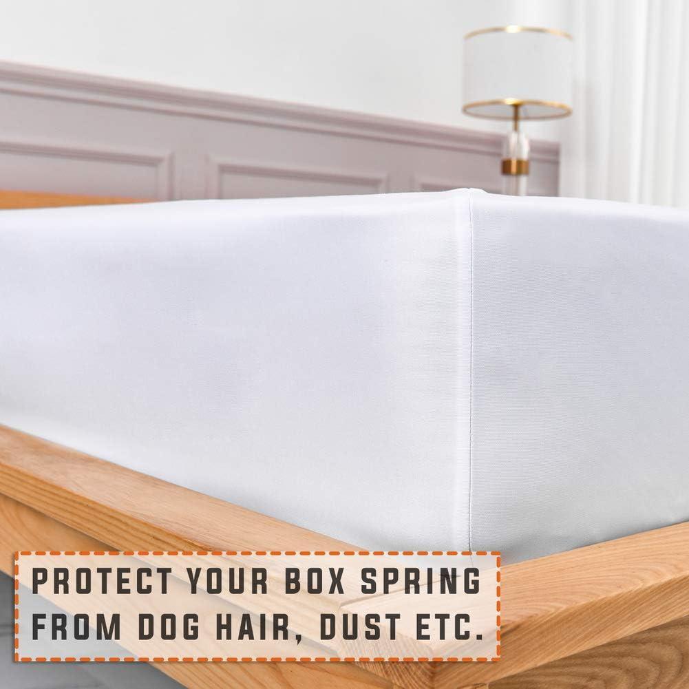 Twin Six Premium Bed Box Spring Cover Update Bed Skirt Wrap Around Cover, Mattress Cover, Queen/Split Queen, White