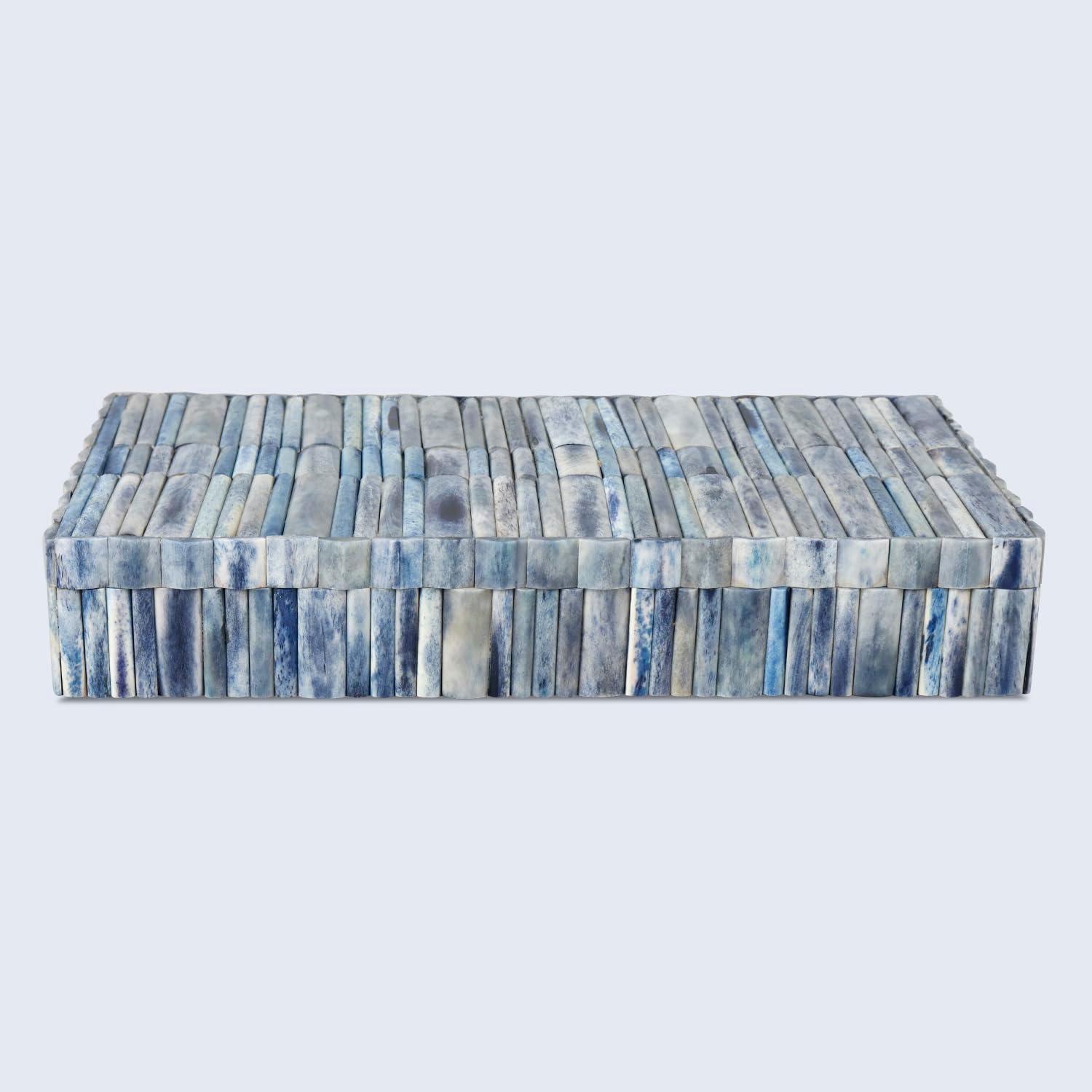 Handicrafts Home Decorative Box - Handmade Jewelry Organizer Box with Lid - Keepsake Box for Home Decor, Jewelry, Accessories, Collectibles - Modern Wooden Storage Box - Ocean, 8X6X1.5 inch