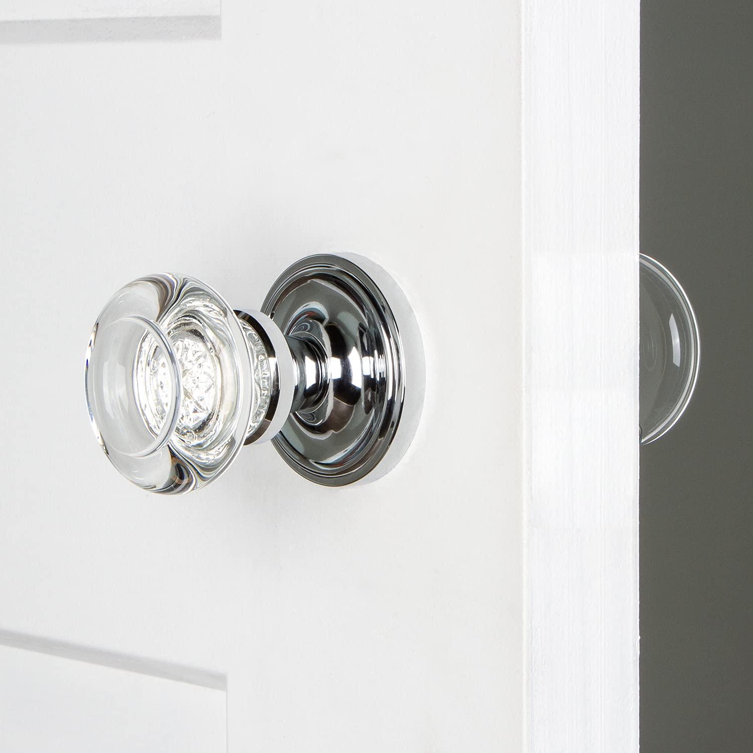 Classic Rosette with Round Clear Crystal Door Knob