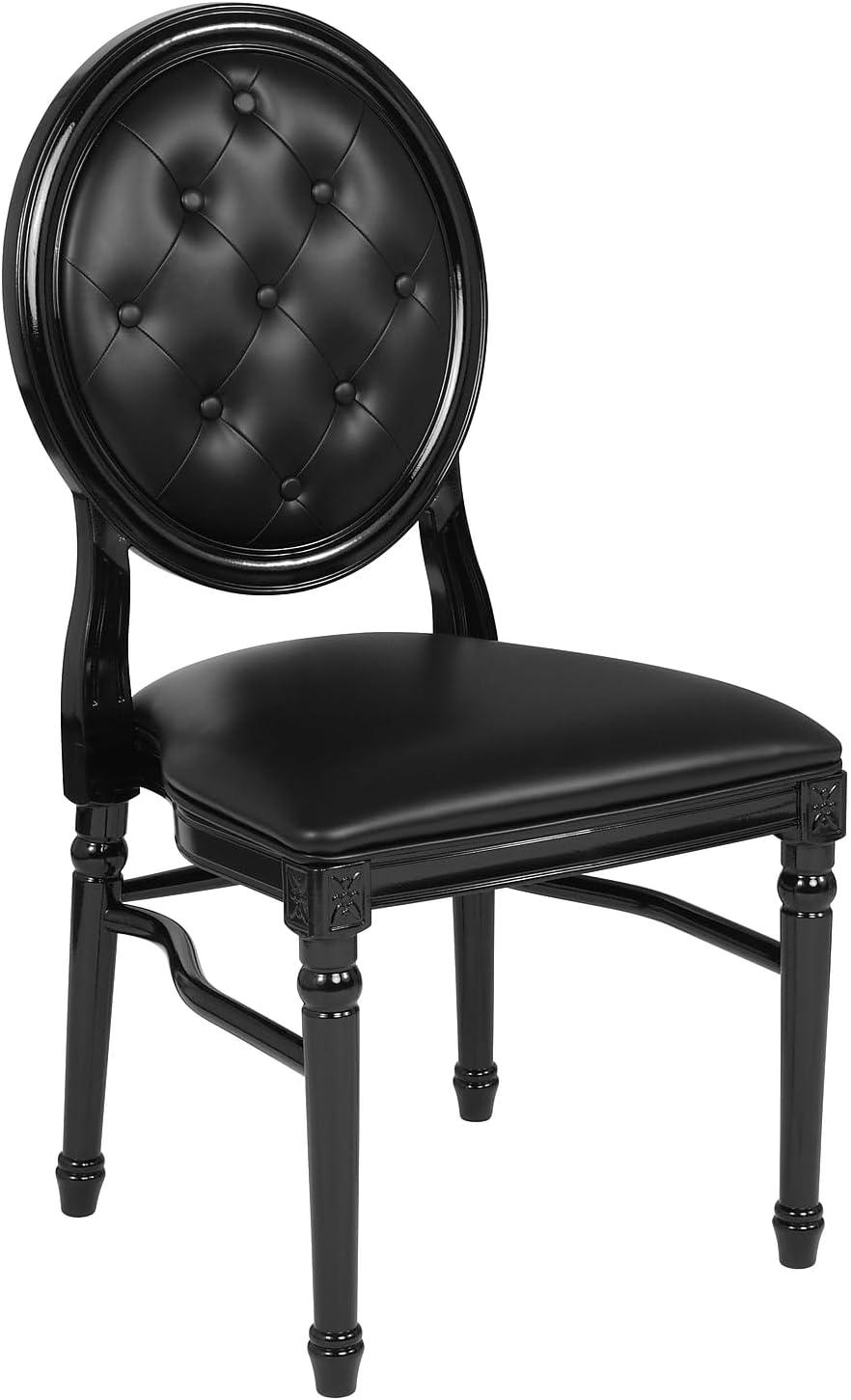 Flash Furniture HERCULES Series 900 lb. Capacity King Louis Chair with Tufted Back, Black Vinyl Seat and Black Frame