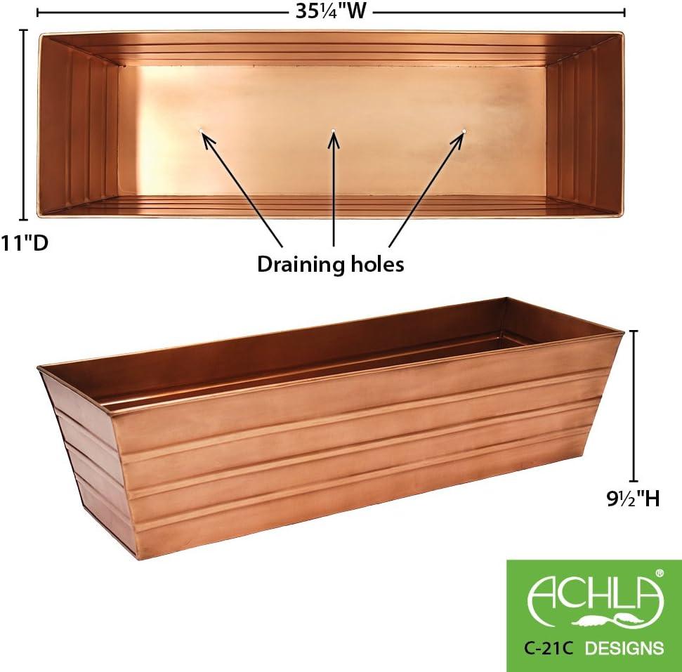 Large Copper Plated Steel Window Flower Box Planter