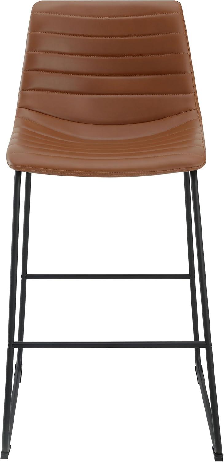 Coaster Zuni Rustic Faux Leather Upholstered Bar Chair in Brown