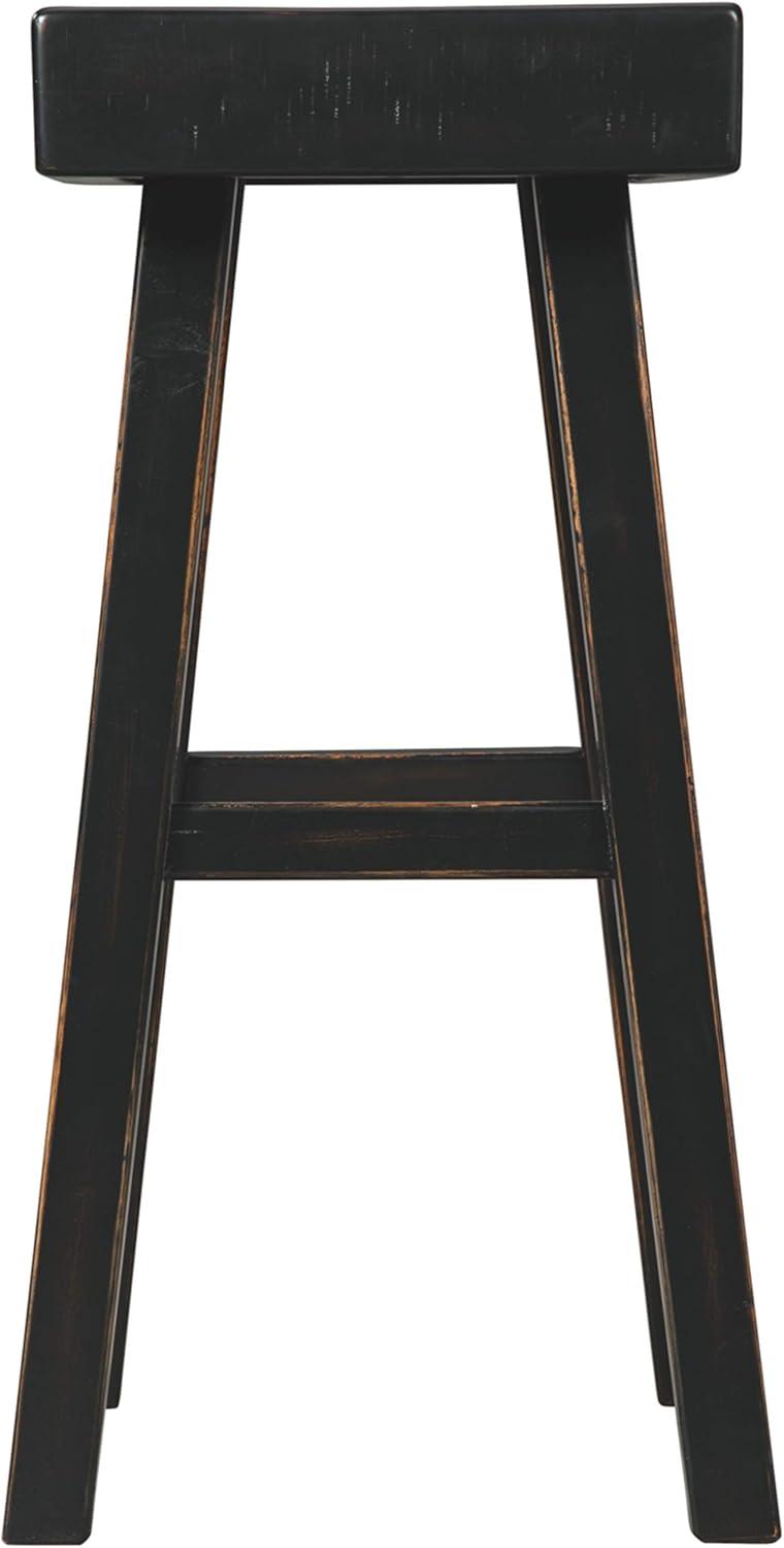 Transitional 31" Black Wood and Metal Saddle Barstool