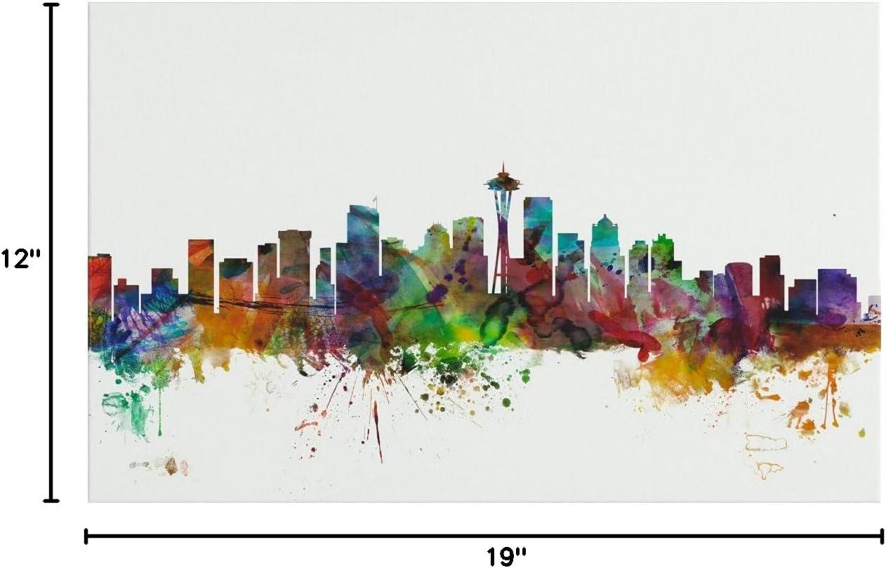 Seattle Washington Skyline Colorful Canvas Wall Art