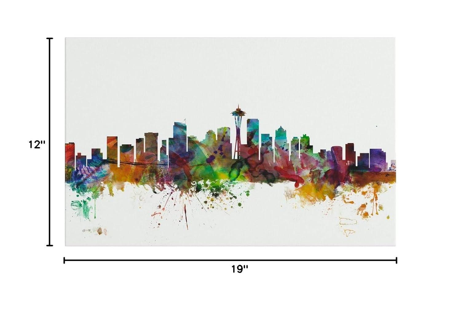 Trademark Fine Art 'Seattle Washington Skyline' Graphic Art Print on Wrapped Canvas | Wayfair
