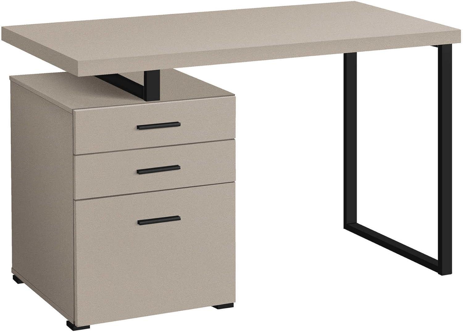 Monarch Specialties Computer Desk Home Office Laptop Left Right Set-Up Storage Drawers 48InchL Work Metal Laminate Beige Black Contemporary Modern