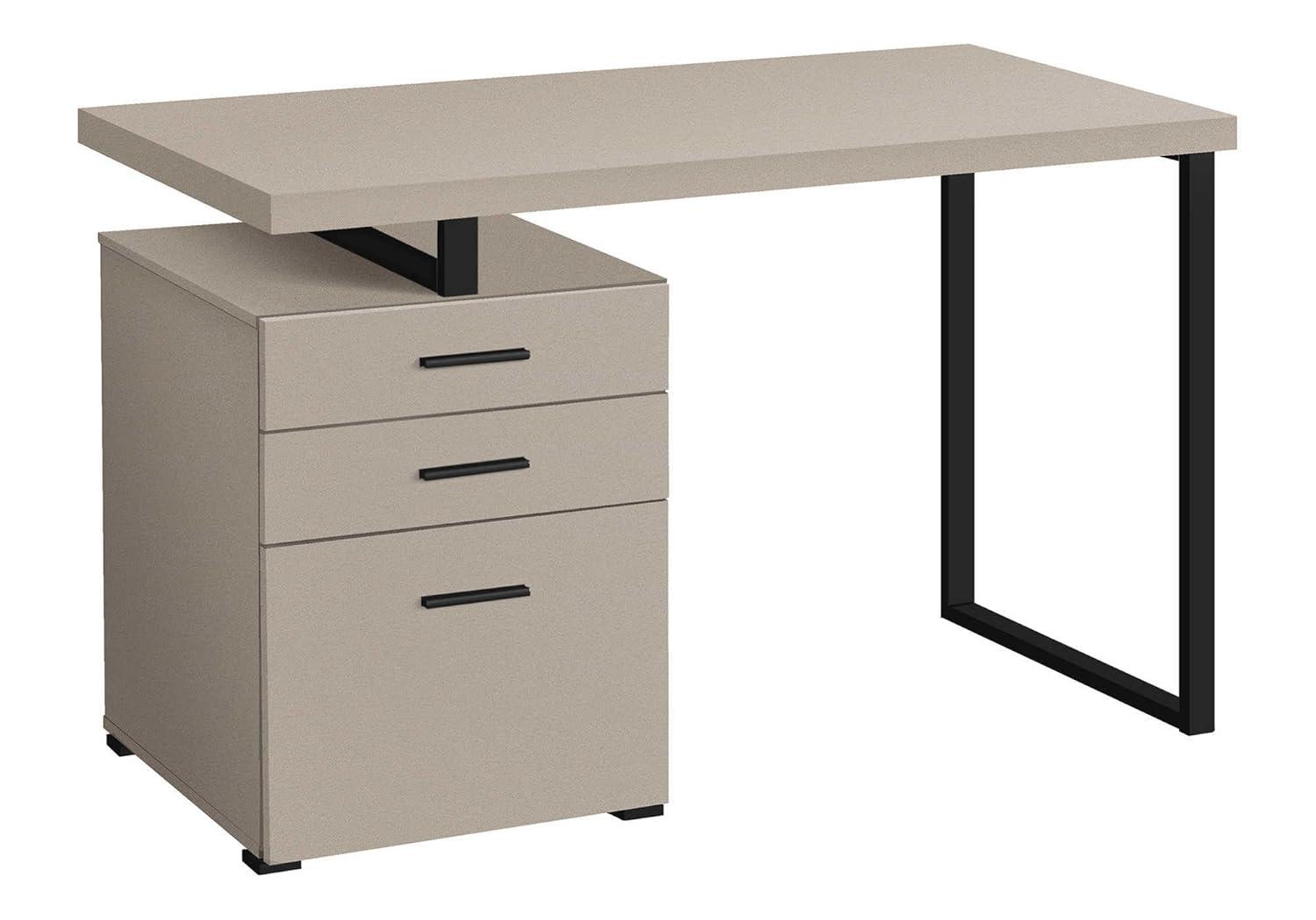 Monarch Specialties Computer Desk Home Office Laptop Left Right Set-Up Storage Drawers 48InchL Work Metal Laminate Beige Black Contemporary Modern