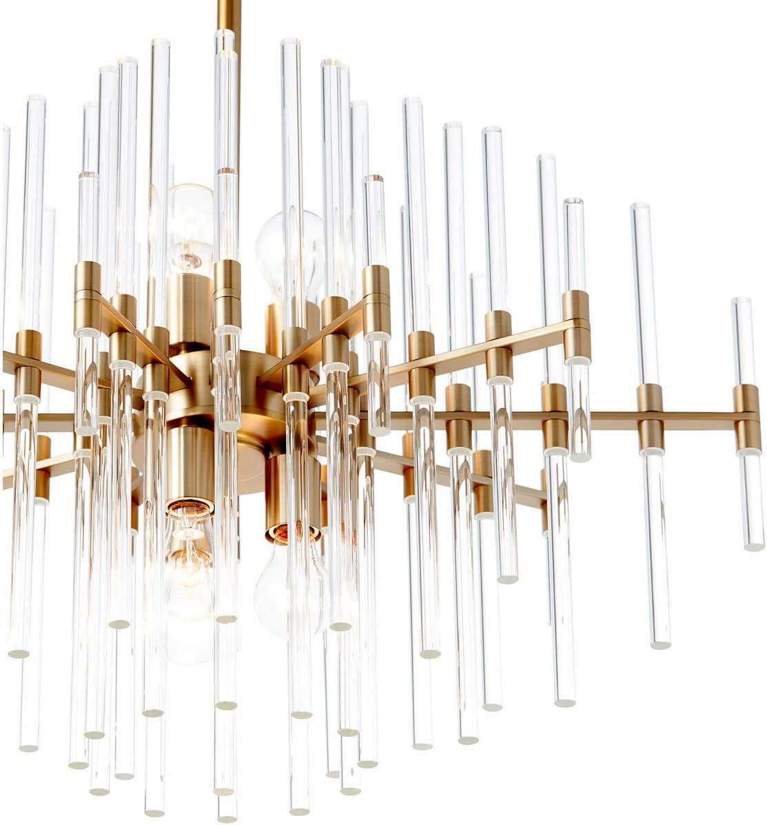 Aged Brass and Glass Contemporary Pendant Light