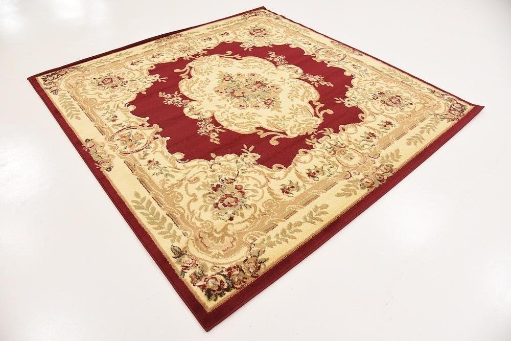 Unique Loom Versailles Collection Area Rug - Charles (6' 1" Square Red/Cream)