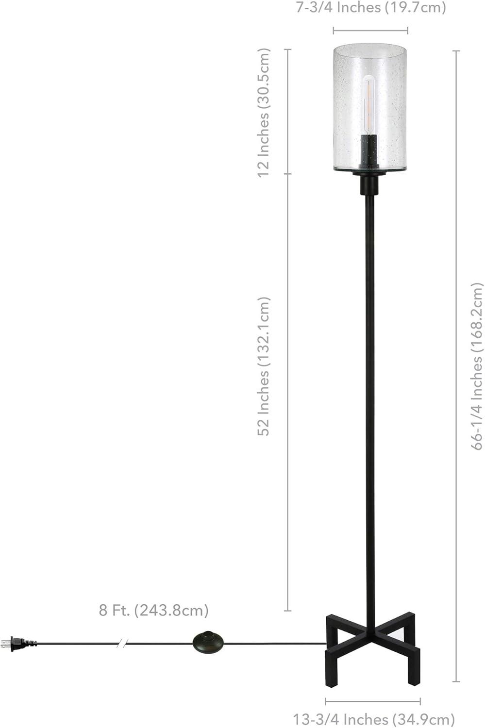 Panos 66" Industrial Bronze Floor Lamp with Seeded Glass Shade