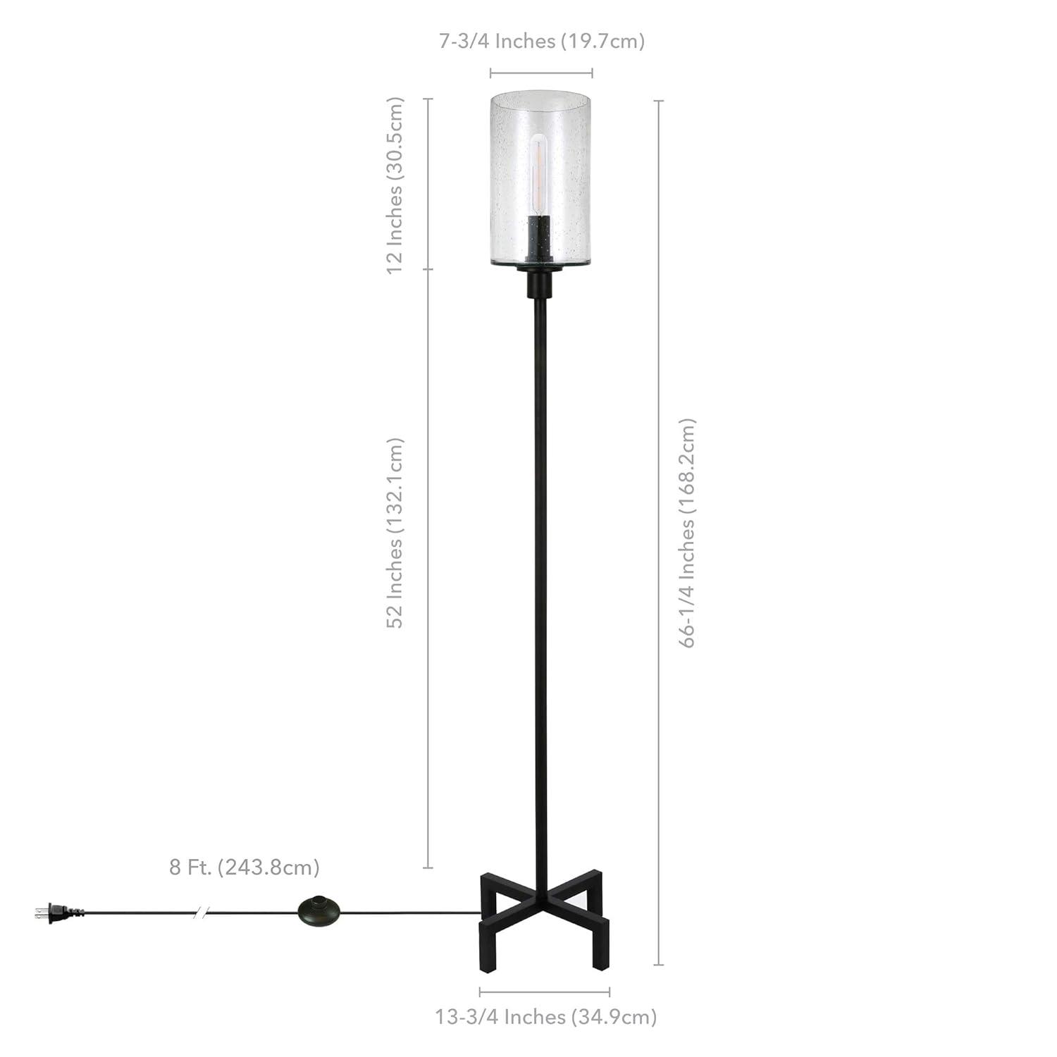 Evelyn&Zoe Industrial Metal Floor Lamp with Seeded Glass Shade