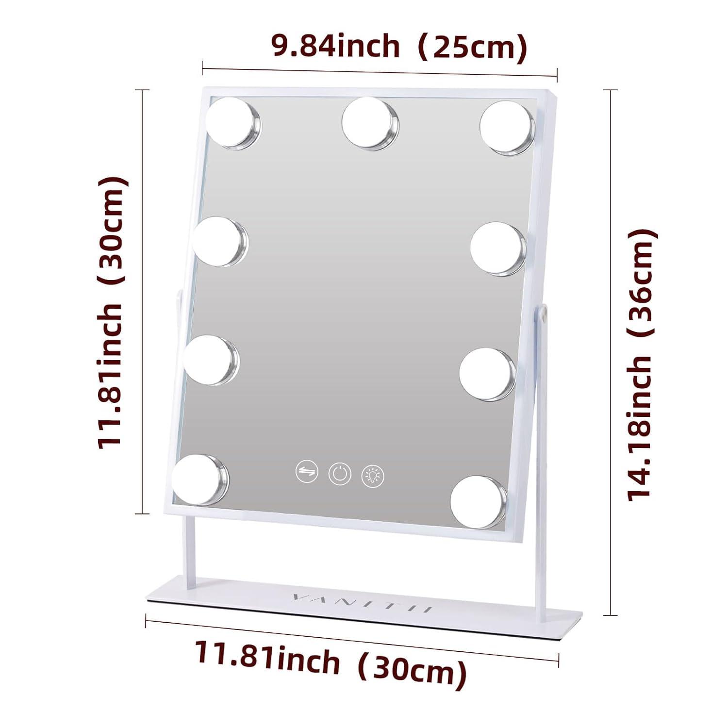 VANITII LLC VANITII Hollywood Vanity Makeup Mirror With 12 LED Bulbs Wireless Charge White Bluetooth 10X Magnifying Glass Smart Control