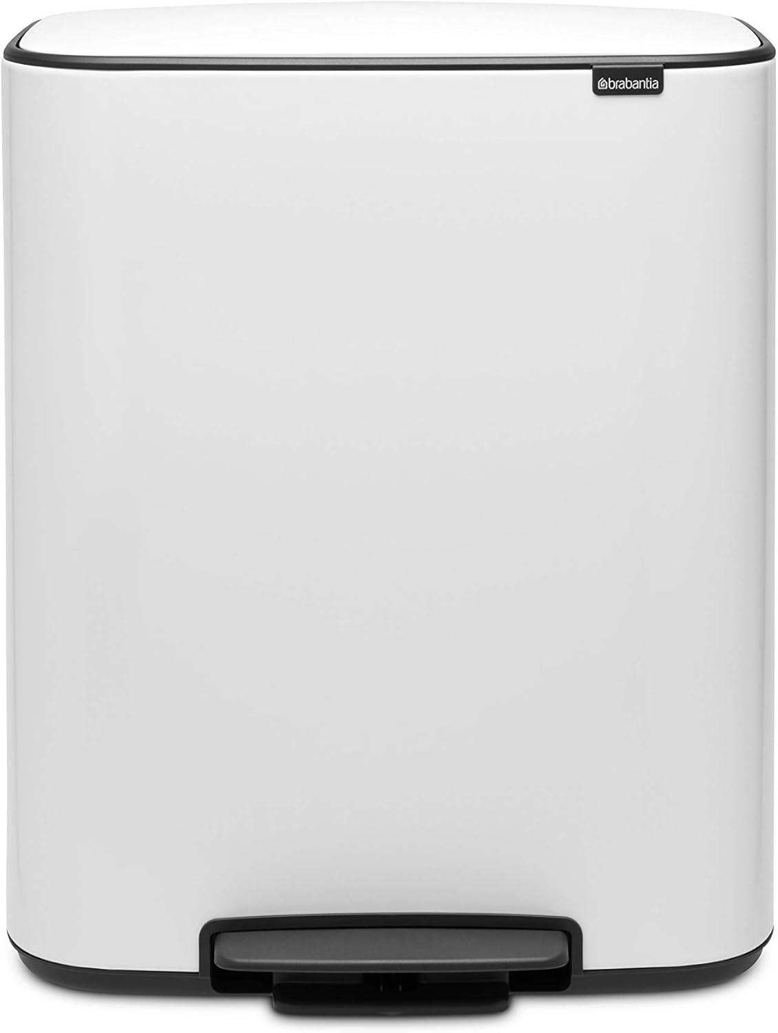 Brabantia Bo Step On Trash Can, White, 16 Gallon