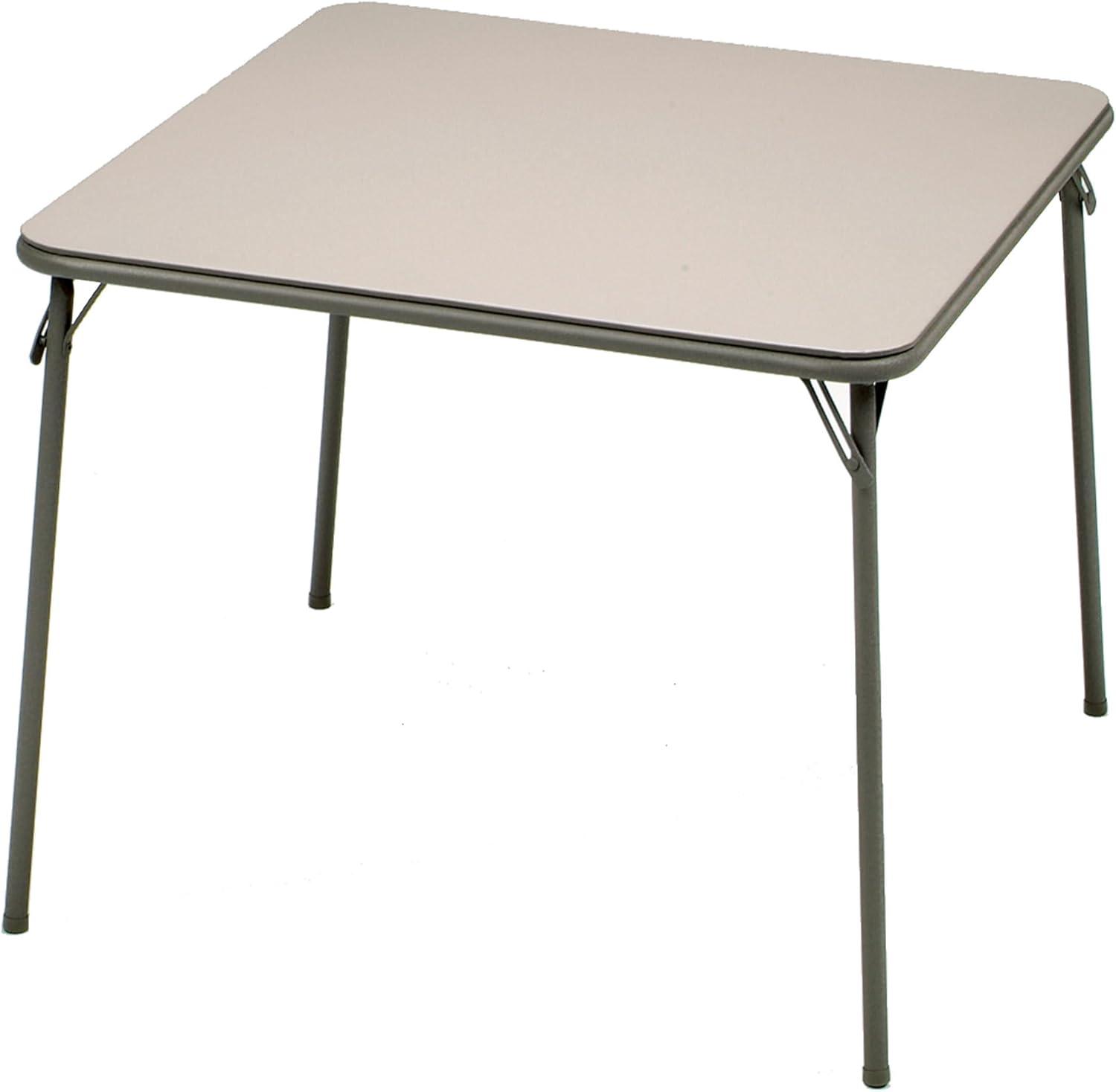 MECO 084U25.441 Sudden Comfort Indoor/Outdoor 34" x 34" Square Steel Metal Folding Dining Card Table, Chicory Lace Beige