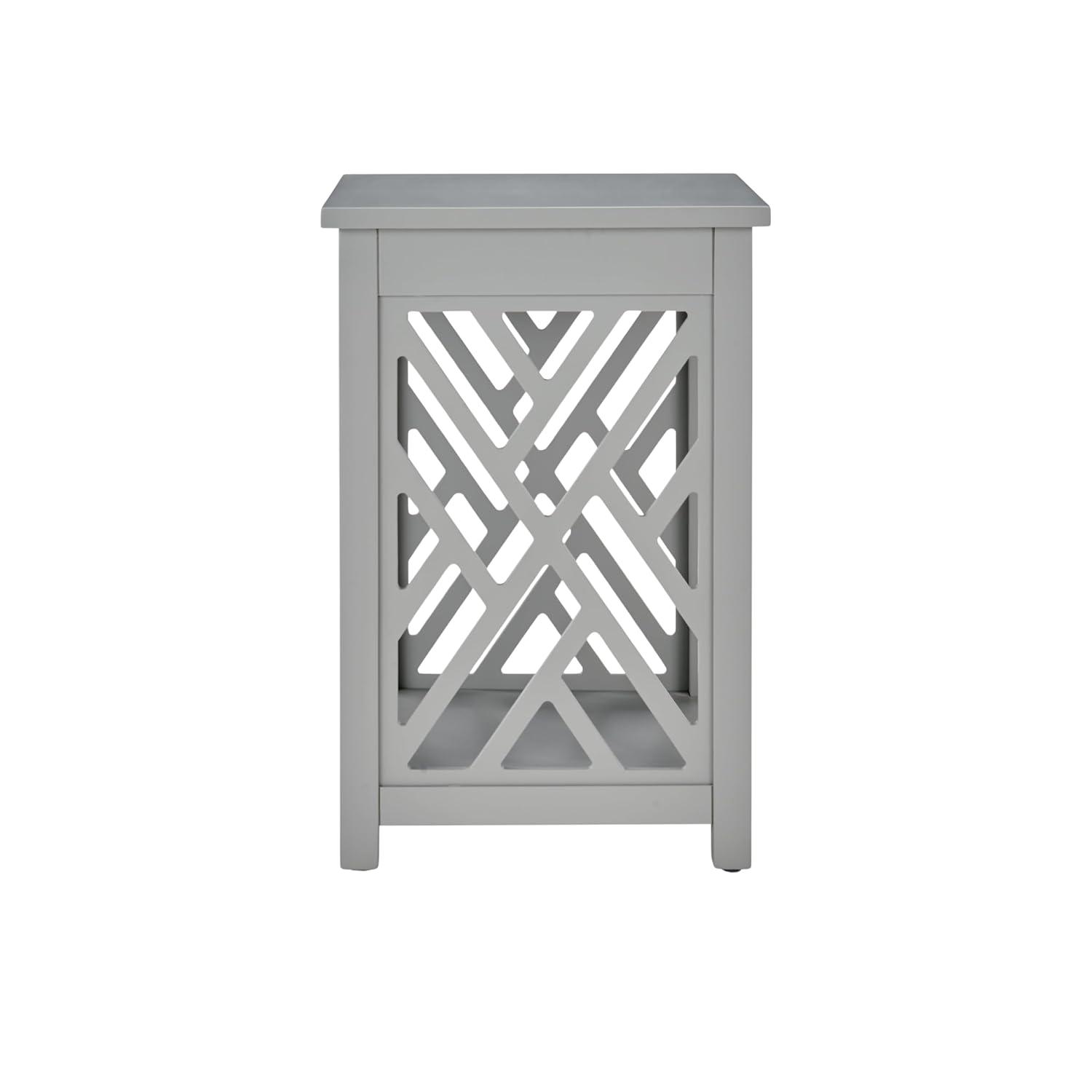 Alaterre Furniture Coventry Wood End Table with Tray Shelf and Bottom Shelf, Gray