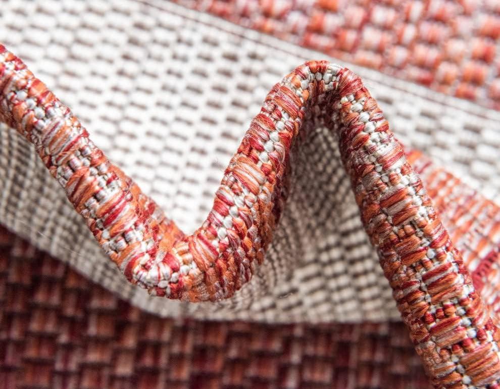 Unique Loom 4' 1 x 6' 1 Rectangle Indoor/Outdoor Striped Rust Red Area Rug