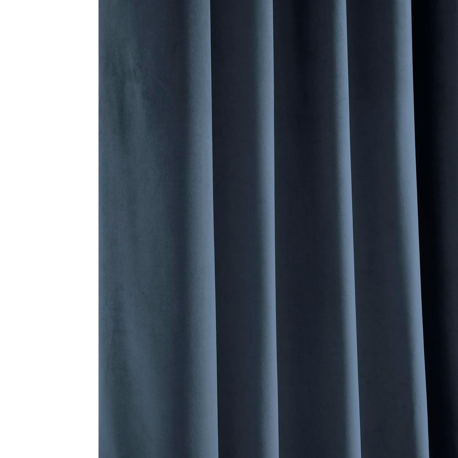 HPD Half Price Drapes London Blue Heritage Plush Velvet Room Darkening Curtains for Bedroom & Living Room Curtains (1 Panel), Window Curtains 108 inches long, Rod Pocket Curtains & Drapes, 50W X 108L