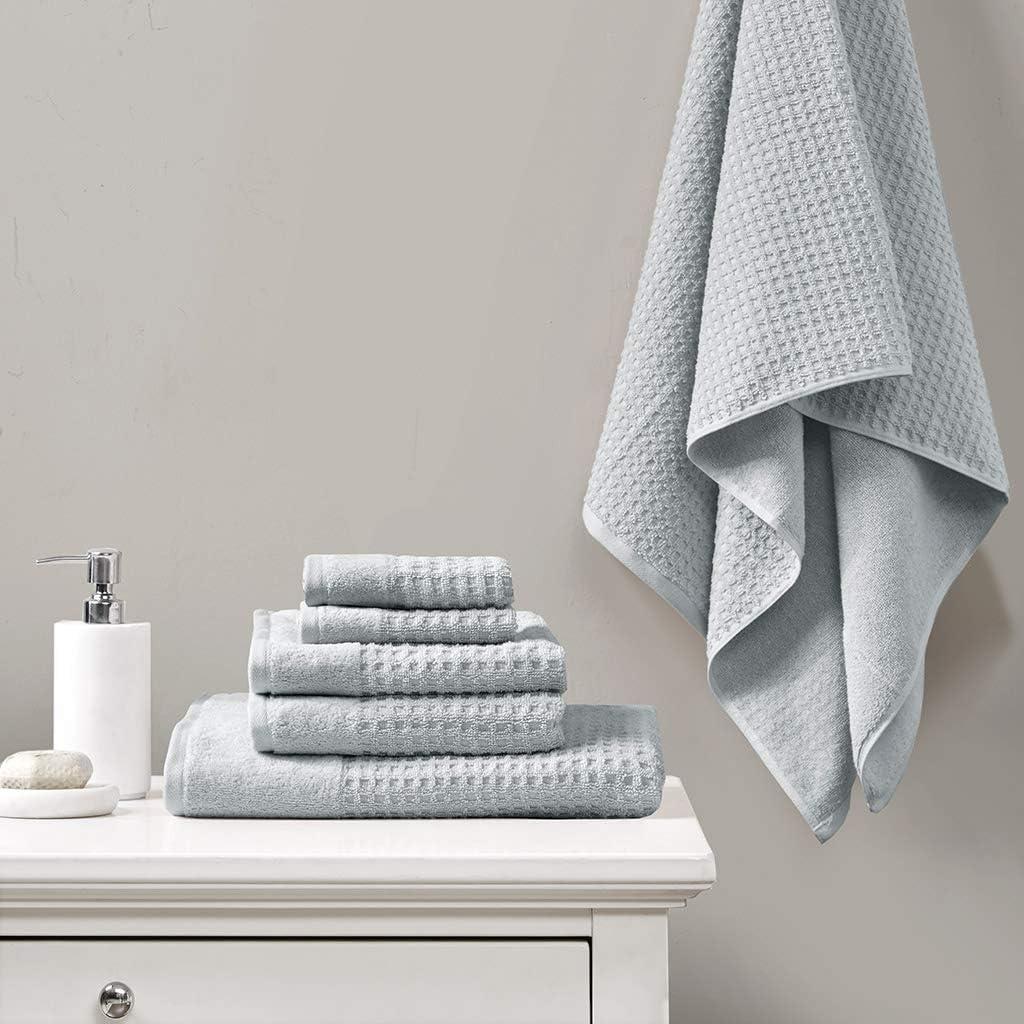 Madison Park Spa Waffle Cotton Jacquard Antimicrobial Bath Towel 6 Piece Set