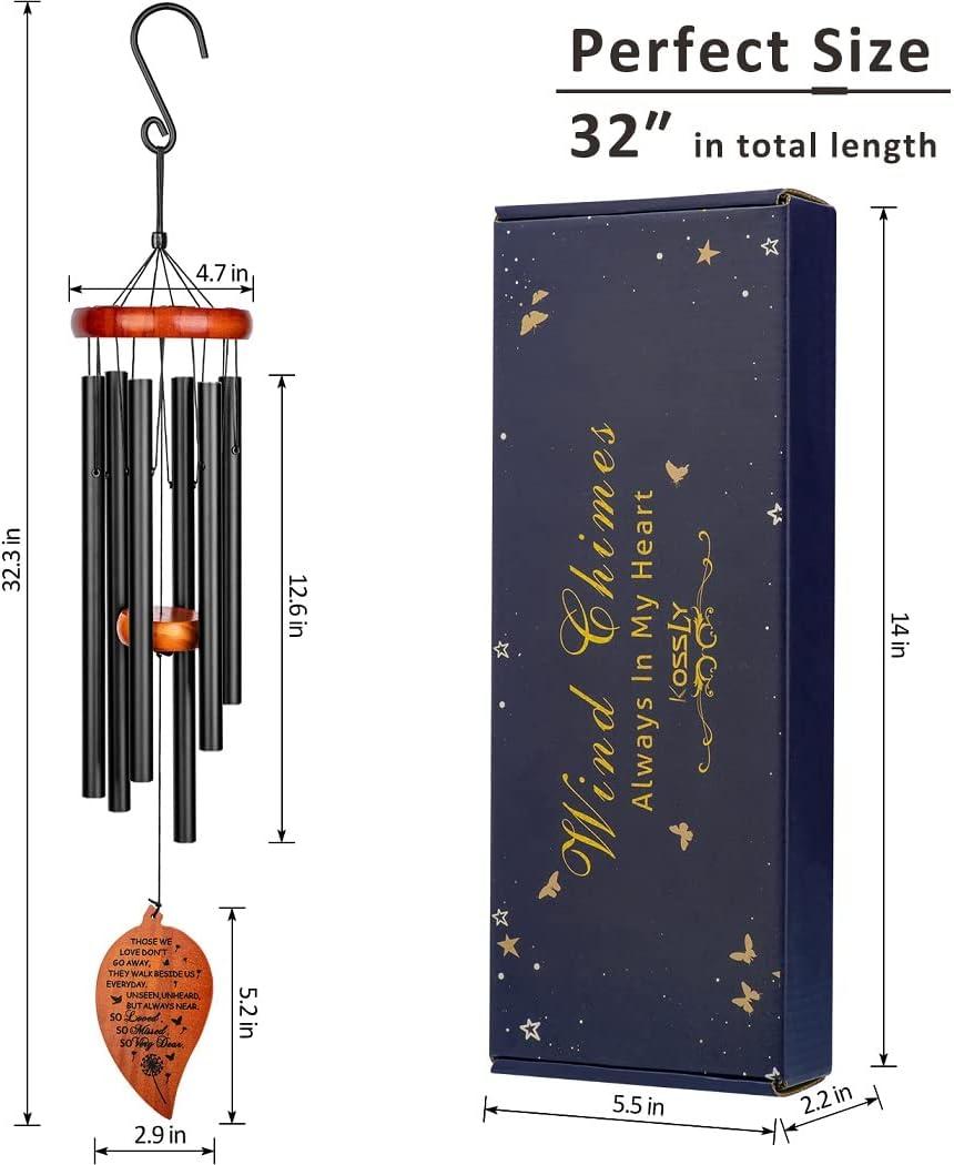 Sympathy Gifts for Loss of Loved One 32" Memorial Wind Chimes for Loss of Loved One Bereavement Condolence Gifts Sympathy Windchimes Memory Wind Chime with Memorial Card