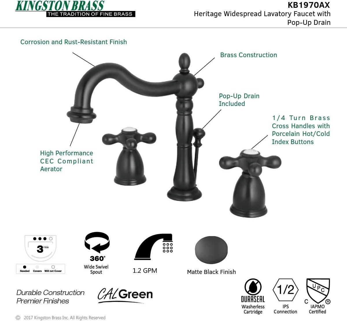 Heritage Widespread Bathroom Faucet with Drain Assembly